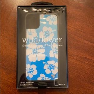 iphone 11 blue hibiscus wildflower phone case